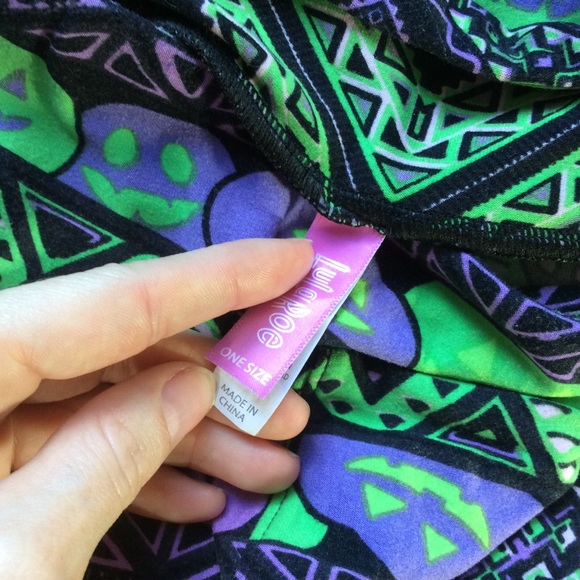 Lularoe Neon Pumpkin One Size Leggings Halloween - Picture 3 of 7